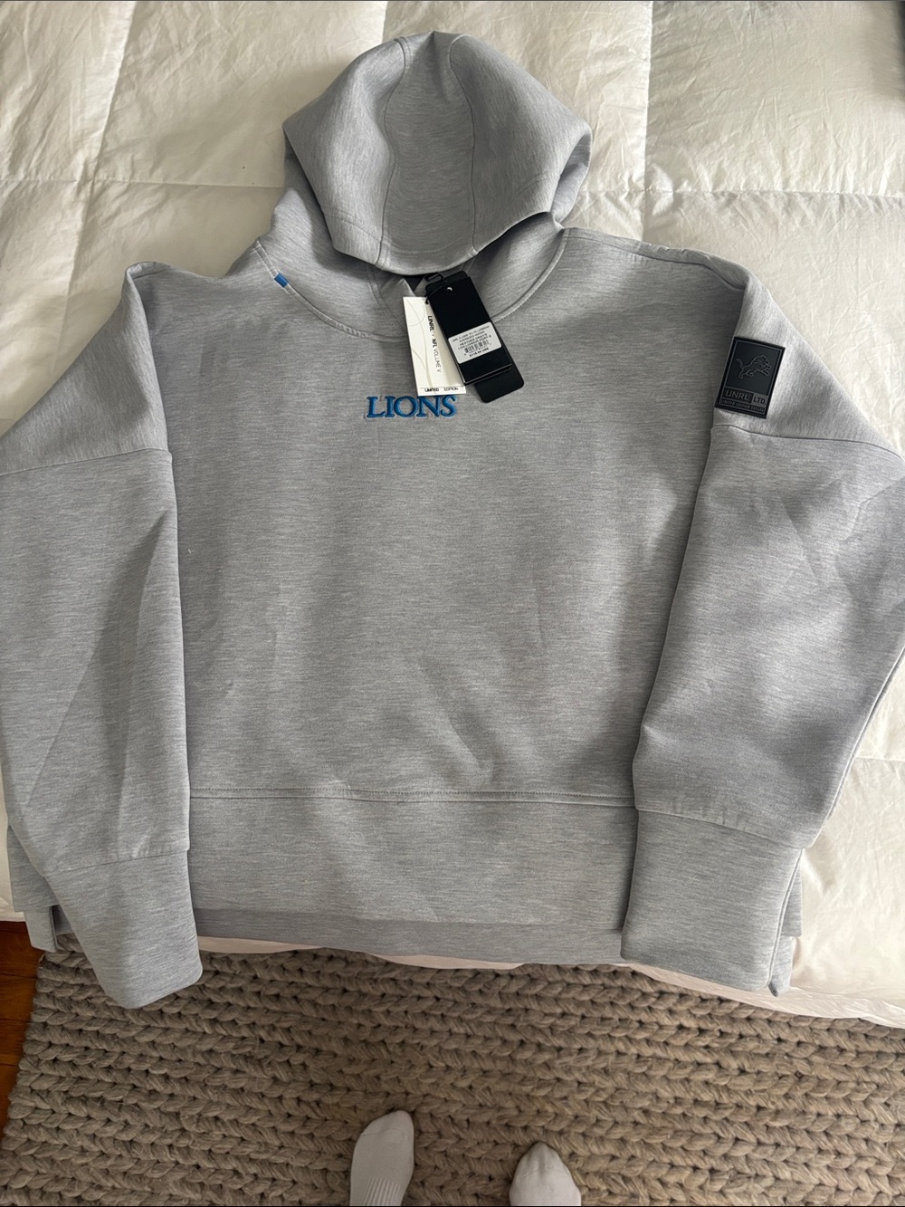 Women's UNRL NWT Gray 'LIONS' Hooded Sweatshirt